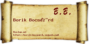 Borik Bocsárd névjegykártya